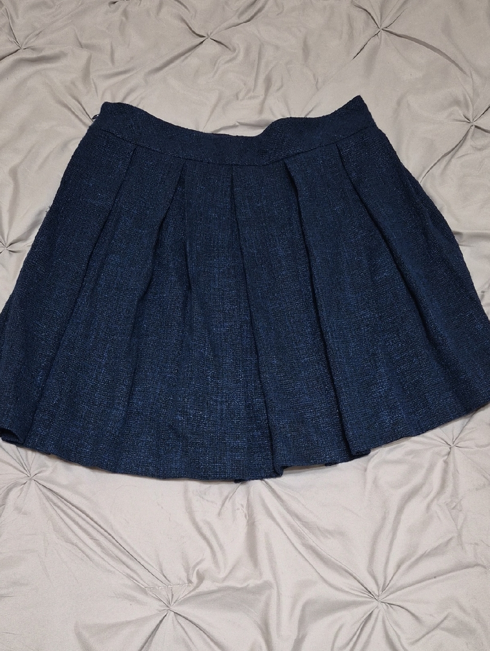 Banana Republic Navy Textured Pleated Skater Skirt